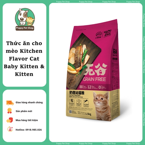 Thức ăn Kitchen Flavor cho mèo con và mèo mẹ cho con bú vị CÁ BIỂN VÀ RAU CỦ QUẢ