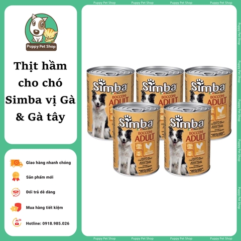 Pate lon cho chó SIMBA vị GÀ & GÀ TÂY- Nhập khẩu Ý - 415g và 1230g