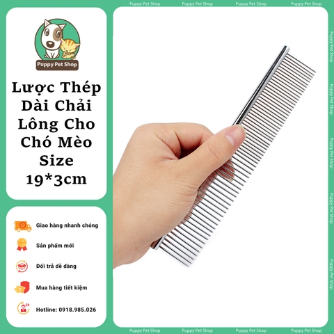 Lược thép dài chải lông cho Thú cưng size 19*3cm