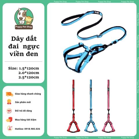 Dây đai ngực viền đen cho thú cưng