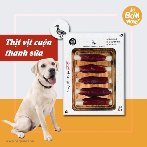 Thịt vịt cuộn thanh sữa cho chó Bowwow
