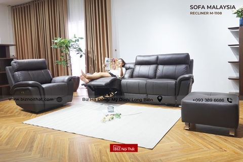 Bộ Sofa thông minh chỉnh điện da thật nhập khẩu Malaysia Recliner M-1108