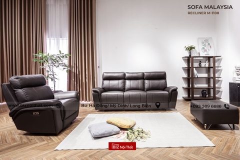 Bộ Sofa thông minh chỉnh điện da thật nhập khẩu Malaysia Recliner M-1108