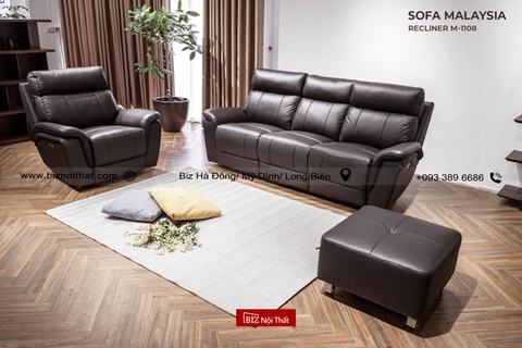 Bộ Sofa thông minh chỉnh điện da thật nhập khẩu Malaysia Recliner M-1108