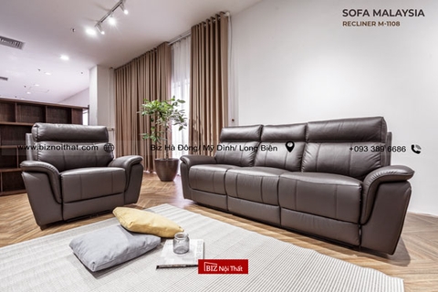 Bộ Sofa thông minh chỉnh điện da thật nhập khẩu Malaysia Recliner M-1108