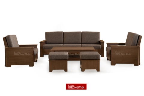 Bộ sofa gỗ óc chó Biznoithat SL3014W (Chưa gồm bàn trà)