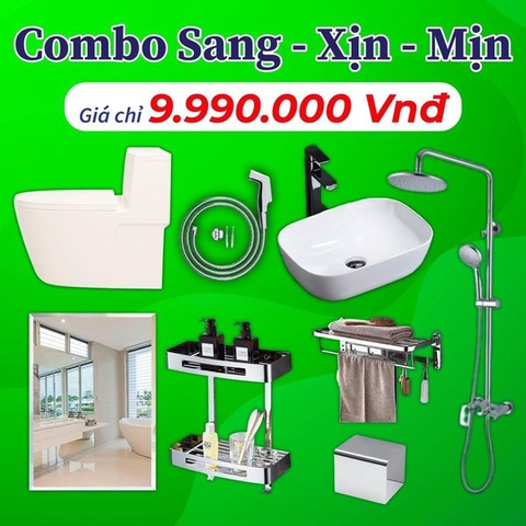 Bộ thiết bị vệ sinh giá siêu rẻ NA005 : Sen cây - bệt liền khối - phụ kiện