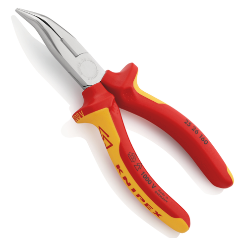 Kìm mỏ nhọn cách điện 1000v cong 40°, dài 160mm Knipex  2526160