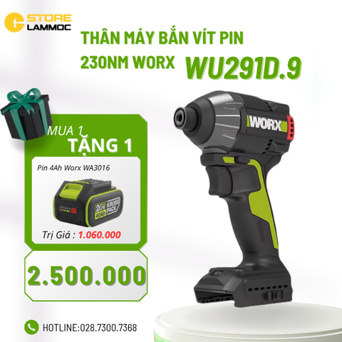 Thân máy bắn vít pin 20V 230Nm Worx WU291D.9