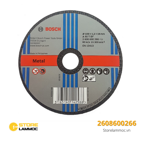 Đá cắt kim loại 100mm dày 1.2mm Bosch 2608600266