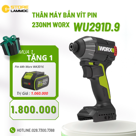 Thân máy bắn vít pin 20V 230Nm Worx WU291D.9