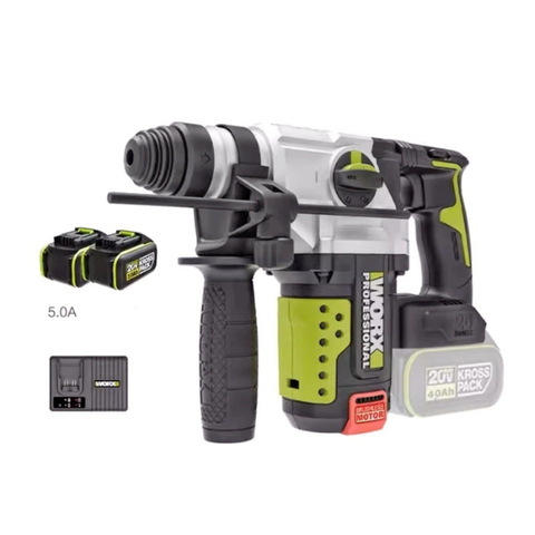 Máy khoan bê tông pin 20V, 2.8J Worx WU389.14.6B (1 pin 4Ah + 1 sạc 6Ah)