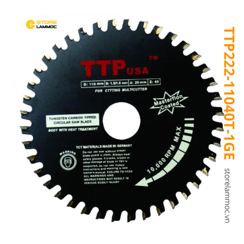 Đĩa cưa gỗ đa năng 110mm, 40 răng, cốt 20mm TTPusa TTP222-11040T-1GE