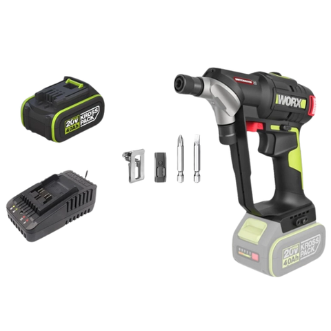 Máy bắn vít 2 đầu xoay đổi pin 20V, 50N.m Worx WU177.14.2B (1 pin 4Ah + 1 sạc 2Ah)