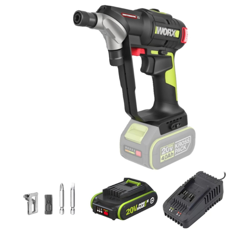 Máy bắn vít 2 đầu xoay đổi pin 20V, 50N.m Worx WU177.12.2B (1 pin 2Ah + 1 sạc 2Ah)