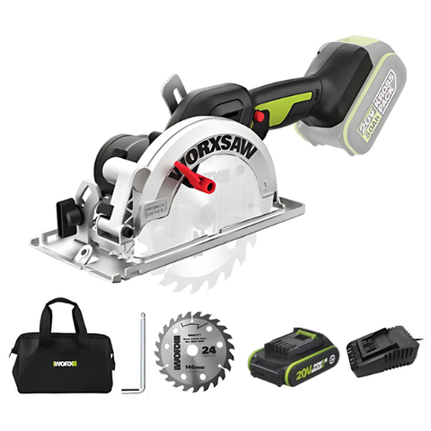 Máy cưa đĩa pin 20V, 140mm Worx WU535.12.2B (1 pin 2Ah, sạc 2A)