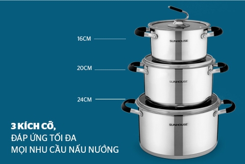 Bộ nồi inox 5 đáy Sunhouse SH891