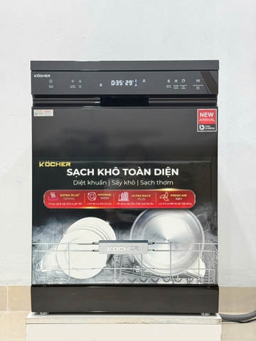 Máy rửa bát Kocher KDEU-X15B (17 bộ) - sấy khô triệt để, diệt khuẩn UV, Bảo hành 3 năm
