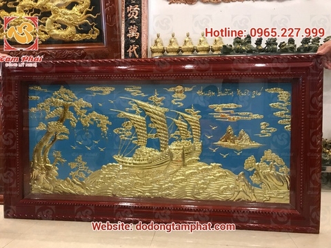 Tranh Thuận Buồm Xuôi Gió bằng đồng dát vàng 155x81cm
