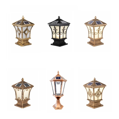 Đèn LED Trụ Cổng Tường Rào Ngoài Trời Kiểu Dáng Cổ Điển Solar Garden Lighting