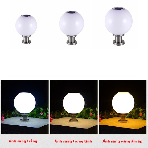 Đèn Trụ Cổng Tường Rào Ngoài Trời Kiểu Dáng Quả Cầu Solar Garden Lighting