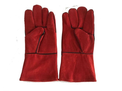 Găng tay da hàn Pháp màu đỏ 02 lớp 34cm