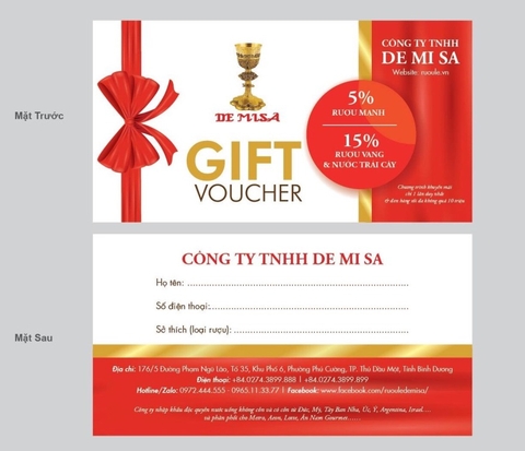 Tặng Gift Voucher Giảm 5% -15% Tại Công Ty Rượu DeMiSa