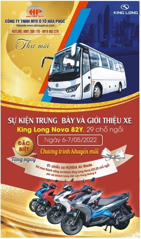 "MUA XE KHÁCH KING LONG TẶNG NGAY XE HonDa Air Blade"