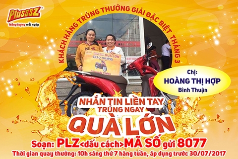 Plusssz trao thưởng cho khách hàng trúng thưởng