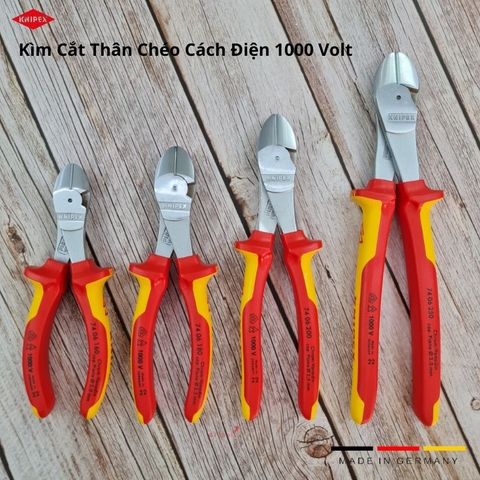 Kìm Cắt Knipex Thân Chéo Cách Điện 1000 Volt Dòng 74 06 High Leverage Diagonal Cutter