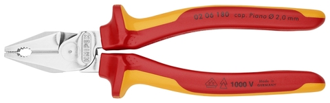 Kìm Đa Năng Knipex 02 06 180 Lưỡi Cắt 63 HRC Dài 180mm, Cách điện 1000 Volt