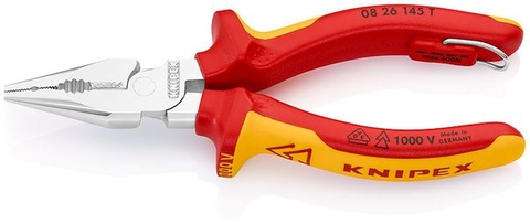 Kìm Đa Năng Knipex Mũi Thon 61HRC dài 145mm 08 26 145 T BK Cách Điện VDE 1000V Có Móc Treo