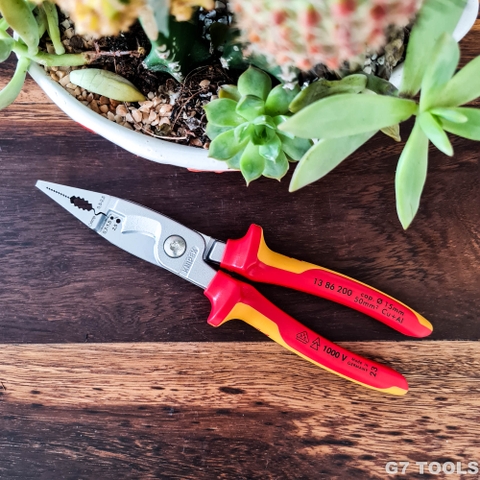 Kìm Lắp Điện 6 Chức Năng Knipex 13 86 200 Cách Điện 1000 Volt