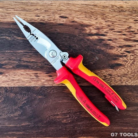 Kìm Lắp Điện 6 Chức Năng Knipex 13 96 200 T Cách Điện 1000 V Có Móc Treo An Toàn
