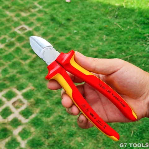 Kìm Cắt Mũi Thon Knipex 70 06 180 Dài 180mm Cách điện 1000 Volt