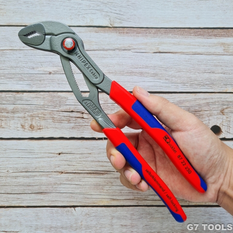 Kìm Nước Mỏ Quạ Knipex Cobra 87 22 250 Mở đến Ø50mm dài 250mm Quickset