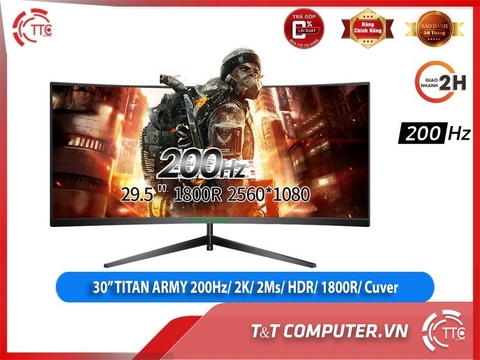 Màn hình Gaming LCD 30” TITAN ARMY Curved Monitor 21:9 (30 inch/ 2K/ VA/ 200Hz/ 1ms/ HDMI+DP/ Free-Sync/Cong 1800R) Ultrawide