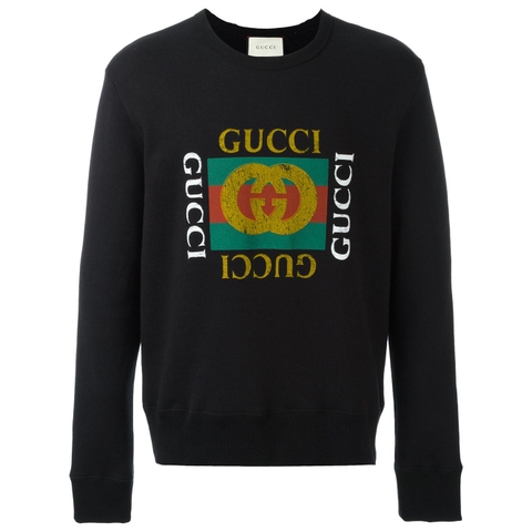 ÁO NỈ GUCCI BLACK LOGO PRINT