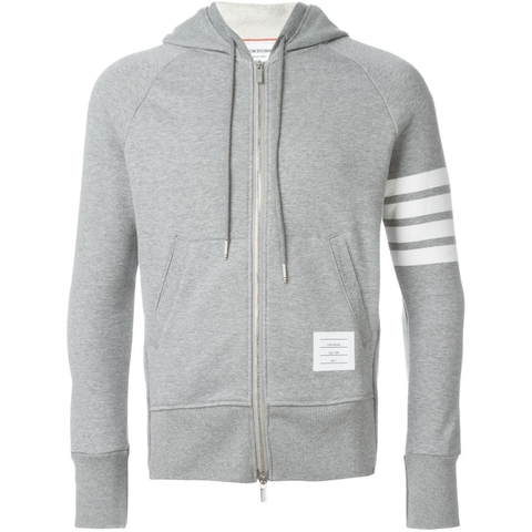 ÁO KHOÁC THOM BROWNE GRAY ZIPPED HOODIE