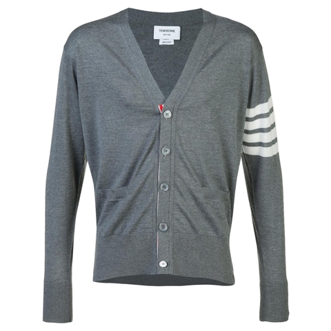 ÁO CARDIGAN THOM BROWNE 4-BAR STRIPE GREY