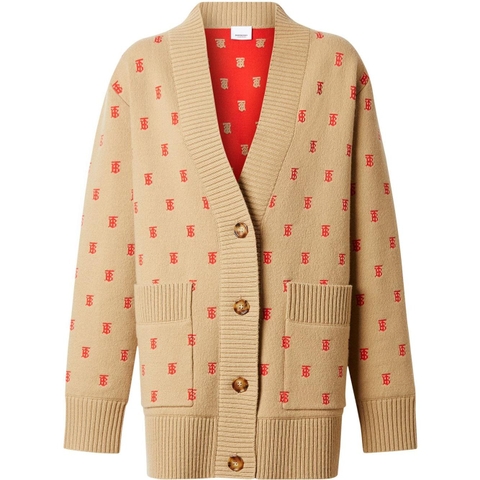 ÁO LEN BURBERRY TB LOGO CARDIGAN BEIGE