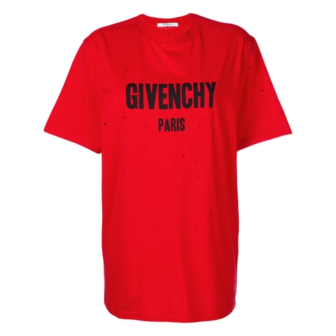 ÁO PHÔNG GIVENCHY RED DISTRESSED LOGO