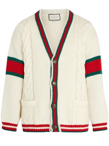 ÁO CARDIGAN GUCCI WITH WEB DETAIL NATURAL CHUẨN 1:1 AUTHENTIC