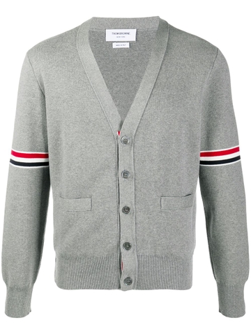 ÁO CARDIGAN THOM BROWNE RWB STRIPE GREY CHUẨN 1:1 AUTHENTIC