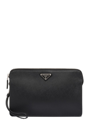 TÚI PRADA BLACK SAFFIANO LEATHER CLUTCH CHUẨN 1:1 AUTHENTIC