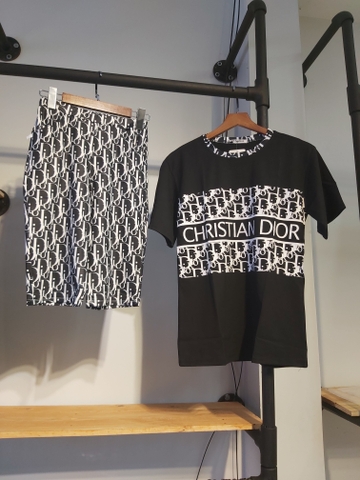 Sét thun nữ lửng dior đen A9043