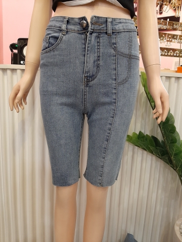 Quần jean ngố 1 sọc tua xanh B5247