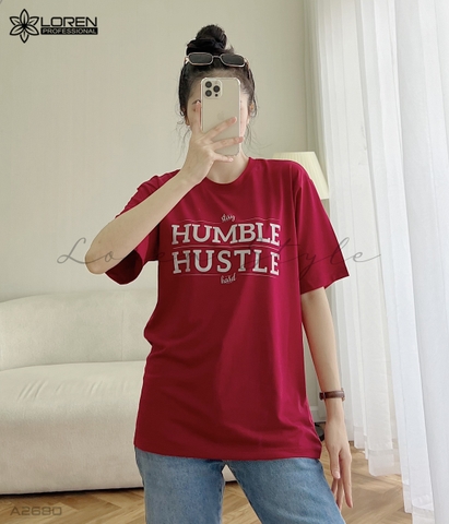 Áo thun nữ LOREN hình chữ đỏ A2680