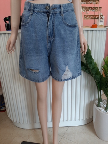 Quần jean ngố đại rách xanh B5341