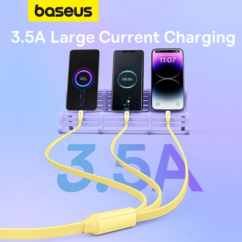 Cáp sạc 3 đầu Baseus Leo Retractable Charging Cable 3-in-1 USB to M+L+C 3.5A